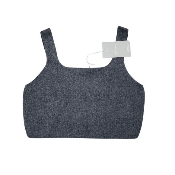 Everlane The Cozy Stretch Tank Crop Yak Wool Blend Large Heathered Charcoal Gray - Picture 2 of 8